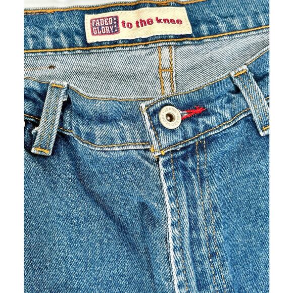 90s Vintage Faded Glory Denim Shorts Womens High-rise Jorts SZ 16 washed out Mom - Picture 3 of 5